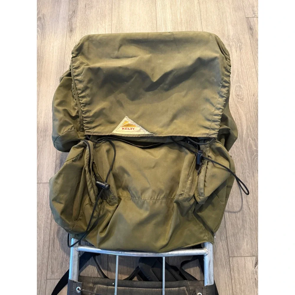 Vintage Kelty External Frame Backpack Olive Green Aluminum Hiking Camping Pack